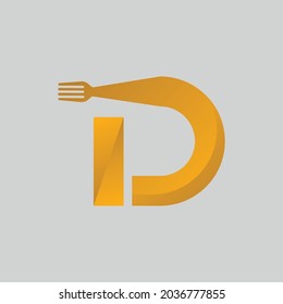 Horquilla creativa con el logotipo de la letra D Diseño para la compañía de restaurantes