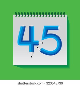 creative forty five numeric number created with pencil vector illustration 