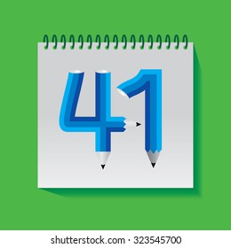 creative forty one numeric number created with pencil vector illustration 