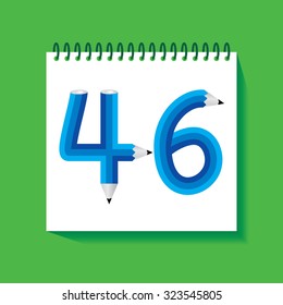 creative forty six numeric number created with pencil vector illustration 