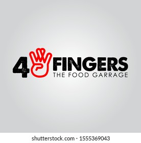 Creative four fingers logo vector design template, hand vector illustration - vector