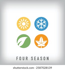 Creative four seasons logo design. Vector flat style. Ecological climate identity design.