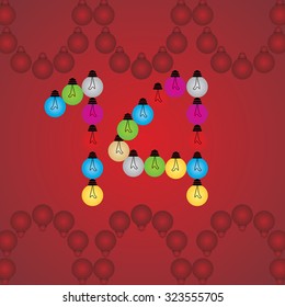 creative fourteen numeric number created with bulb