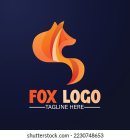 Creative fox animal and modern simple design concept logo