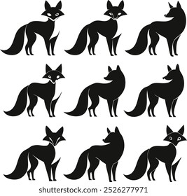 creative fox Animal Modern Simple Design Concept logo set