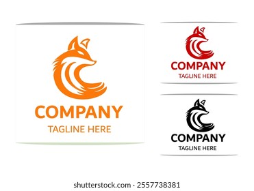 creative fox Animal Modern Simple Design Concept logo , wolf face logo design template, Fox head mascot logo vector illustration, with a wise eye look, suitable for the sports team mascot logo, etc