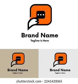 Diseño de logotipo de chat de Fox creativa
