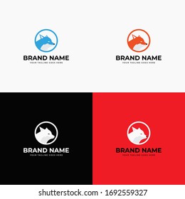 Creative Fox Circle Logo Vector Design Illustration. Line art fox logo design. Modern abstract flat design. Fox color variation vector art design for business or company. Negative space logo .