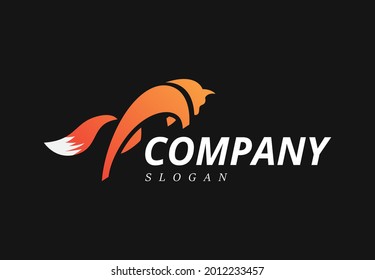 Creative fox jump Logo. Modern Simple Design Concept Animal logo