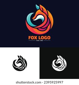 Creative Fox Logo. Abstract Fox Logo. Gradient Fox Logo
