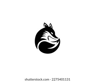 Creative Fox And Wolf Silhouette Animal Mascot Logo Design Template Vector.