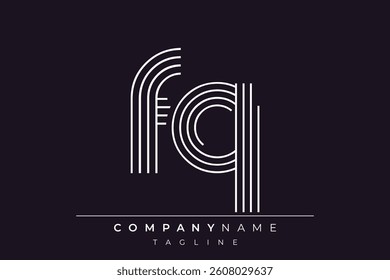 Creative FQ lines letter logo design. A simplistic and elegant abstract logo design with linear patterns and initials, suitable for contemporary branding.