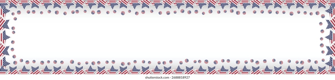 Marco creativo con la textura de la bandera americana en estrellas, borde elegante ideal para el volante del Día de la Independencia