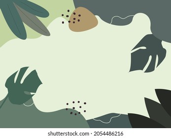 Creative frame layout of tropical background with exotic monstera leaves and plants isolated