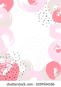 Creative frame universal artistic floral background. Hand Drawn textures. Trendy Graphic Design for banner, poster, card, cover, invitation, placard, brochure or header. Art