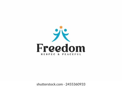 creative freedom people symbol logo vector design template. silhouette peace, respect, people, human iconic logo design vector illustration with modern, minimalist and simple styles