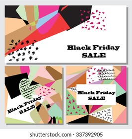 Creative freehand cards of Black Friday. Vector Isolated illustration