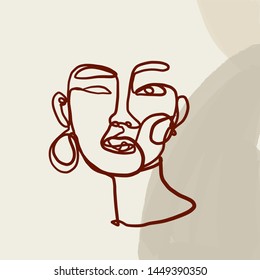 Creative freehand collage with Abstract portrait of a man drawn by a black line in the style of cubism. Contemporary composition. 