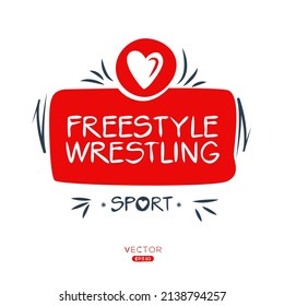 Creative (freestyle wrestling) Sport sticker, logo template, vector illustration.