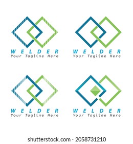 Creative Fresh Abstract Square Shape Bended Logo Template four sided Rectangle Rounded Logotype