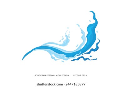 Kreatives Süßwasser-Spritzer-Grafikdesign, Sommer-Songkran-Fest-Dekoration-Element, Vektorillustration    