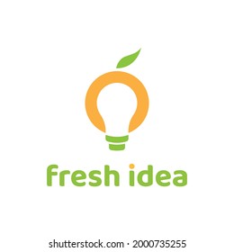 creative fresh ides logo vector with bulb icon