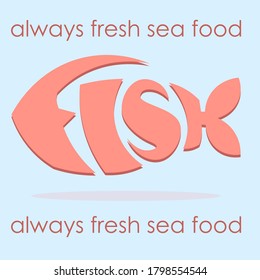 creative fresh seafood logo lettering style word fish