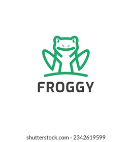 creative frog minimalist line art logo design