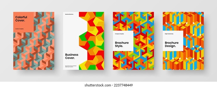 Creative front page A4 design vector template collection. Amazing mosaic shapes book cover layout composition.