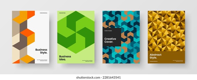 Creative front page A4 vector design concept collection. Multicolored geometric shapes corporate cover layout set.