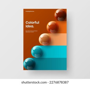 Creative front page design vector concept. Clean 3D spheres leaflet illustration.