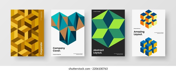 Creative front page vector design layout composition. Fresh mosaic tiles brochure illustration set.