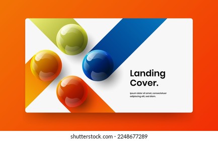 Creative front page vector design illustration. Minimalistic realistic spheres presentation template.