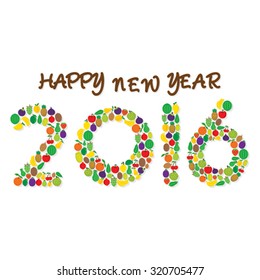 creative fruit happy new year 2016 greeting or graphics design vector