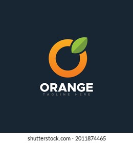 Creative Fruit Logo Design. Orange Logo Flat Vector O Shape Logo Design For Organic Shop, Juice Label, Healthy Food Store Or Vegetarian Café.