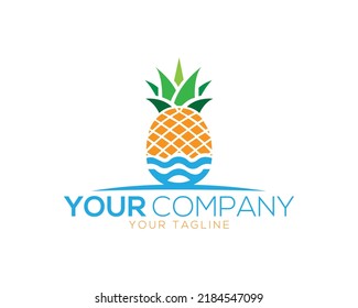 Creative Fruit Pineapple Juicy And Pools Logo Icon Design Vector Template.