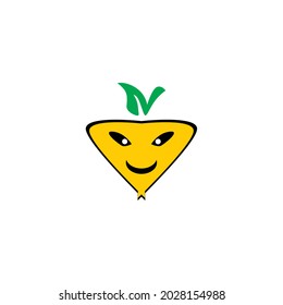 logotipo de dibujo animado de una sonrisa de fruta creativa