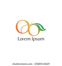 A creative fruit-themed logo featuring intertwined orange shapes, fresh green leaves, and smooth gradients, perfect for organic brands, healthy food businesses, and fresh produce marketing.