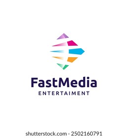 Creative full colour fast media entertainment logo vector logo design Vector illustration.
