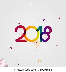 Creative fun happy new year 2018 design card on modern simple background. Vector illustration. Geometric Brochure design template. Cover of business diary for 2018 with wishes