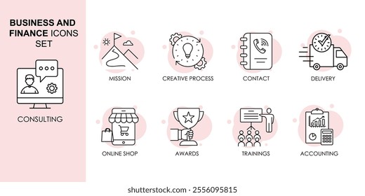 Creative and Functional Business Icons for Digital Platforms.