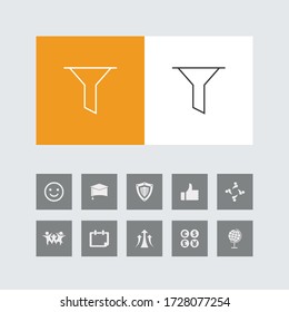 Icono de línea de embudo creativo con iconos bonitos. 