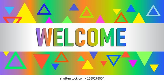 diseño de texto creativo y colorido (WELCOME), escrito en inglés, concepto de ilustración vectorial.