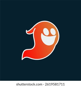 Creative Funny Ghost Logo with Modern Gradient and White Outline