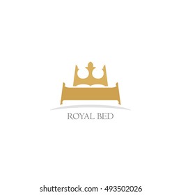 Creative furniture logo. Vector illustration royal bed.