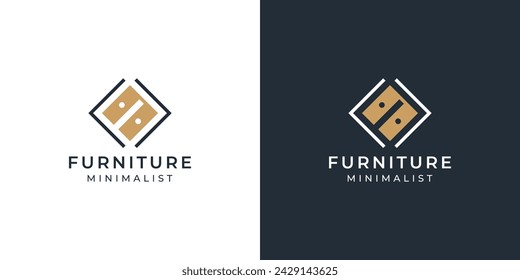 Logo minimalista de muebles creativos. Letra F en espacio negativo. Plantilla de diseño vectorial de símbolo de logotipo de armario de muebles.