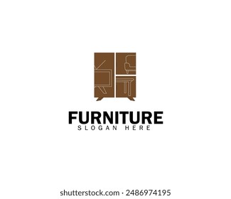 Creative Furniture Minimalist Logo. Furniture Wardrobe Logo Icon Symbol Vector Design Template.