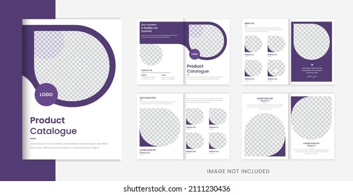Creative Furniture Product Catalog Design Template With Purple Shapes Layout Vector
