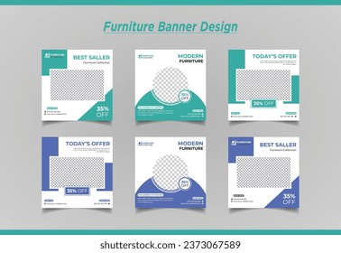 Creative Furniture sale social media post design package or Instagram post and facebook post or square banner template