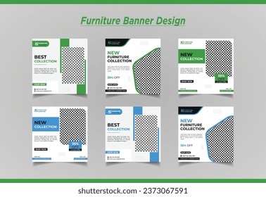 Creative Furniture sale social media post design package or Instagram post and facebook post or square banner template